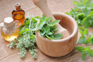 cup of lemon balm tea