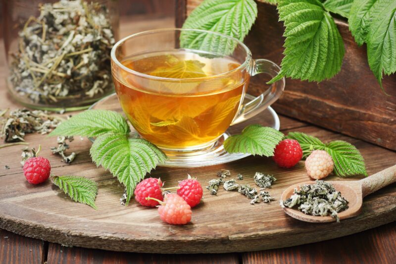 A cup of raspberry leaf tea