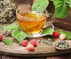 A cup of raspberry leaf tea