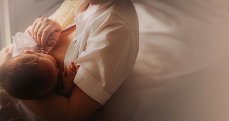 A young baby breastfeeding
