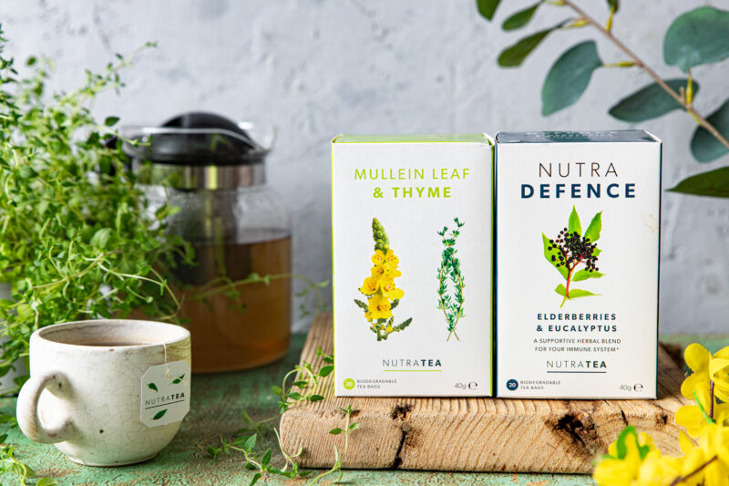 Boxes of NutraTea herbal teas for winter immune support