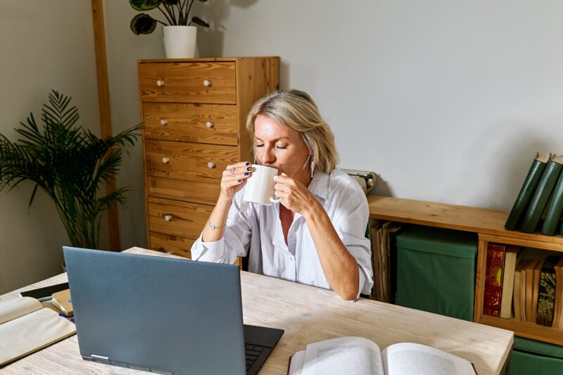 Herbal tea break during the afternoon energy slump